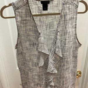 Sassy Ruffle Black and White Blouse